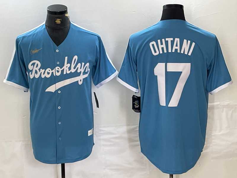Mens Brooklyn Dodgers #17 Shohei Ohtani Light Blue Cooperstown Collection Cool Base Jersey->los angeles dodgers->MLB Jersey